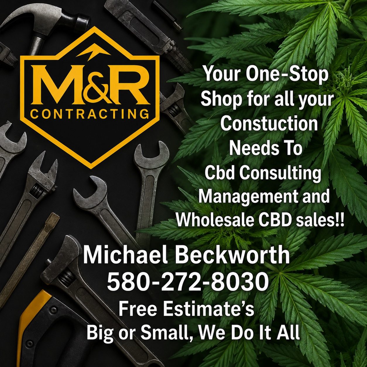 M&R Contracting business card